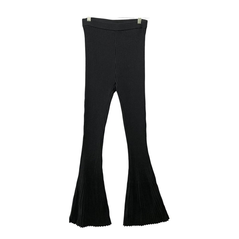 & Other Stories Ribbed Flare Pants Womens S Black Pull On‎ Knit Stretchy